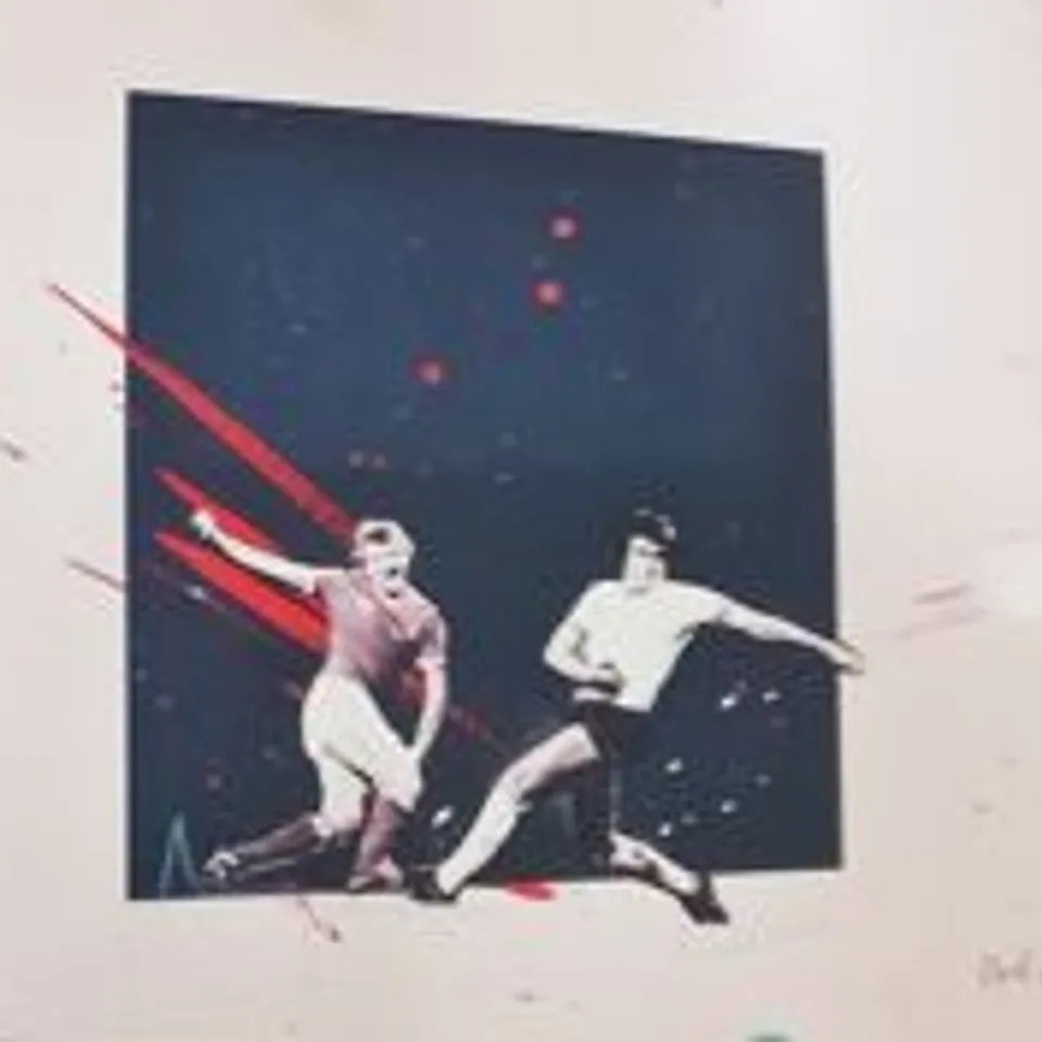 FIVE ASSORTED THEN. NOW. FOREVER. FOREST ART OF FOOTBALL PRINTS 