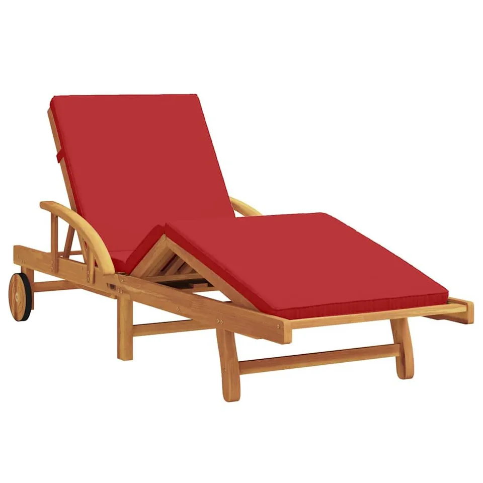 BOXED VIDAXL SUN LOUNGER SOLID ACACIA WOOD RED