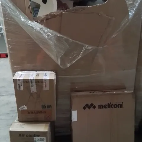 PALLET OF ASSORTED HOUSEHOLD GOODS AND PRODUCTS TO INCLUDE;AIR COOLER,BABY BATHTUB,WHITE GOODS MOVING TROLLEY