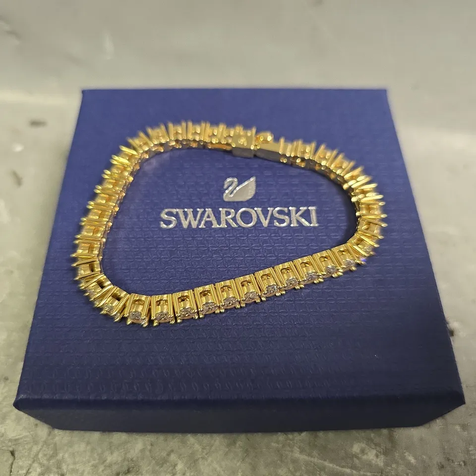 BOXED SWAROVSKI MATRIX ROUND CUT YELLOW GOLD PLATED TENNIS BRACELET