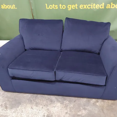DESIGNER METAL ACTION SOFA BED PLUSH BLUE FABRIC
