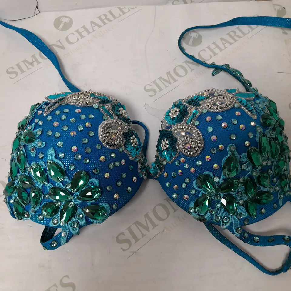 BOXED ALLURE COUTURE DECORATED BRA TOP IN BLUE - SIZE UNSPECIFIED