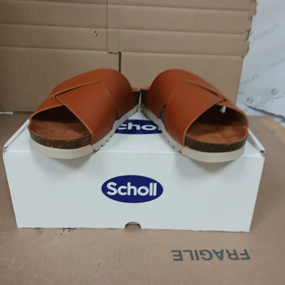 SCHOLL VIVIAN WRAP SANDALS COGNAC SIZE 5