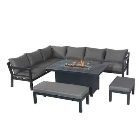 FURNITURE ONE 8 SEATER GARDEN CORNER SOFA SET WITH FIRE PIT (3 BOXES)