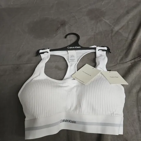 CALVIN KLEIN WHITE RIBBED BRALETTE TOP – SIZE M