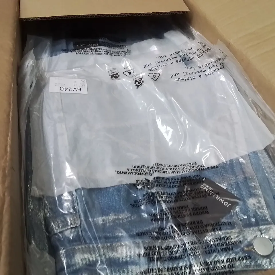 BOXED BRAND NEW APPROXIMATELY 16 JD WILLIAMS METALLIC SKIRT BLUE/SILVER SIZE 14
