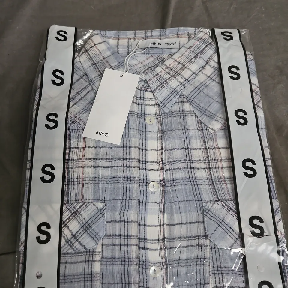 MANGO WOMEN'S PLAID SHIRT – LIGHT BLUE/WHITE CHECK, UK 8