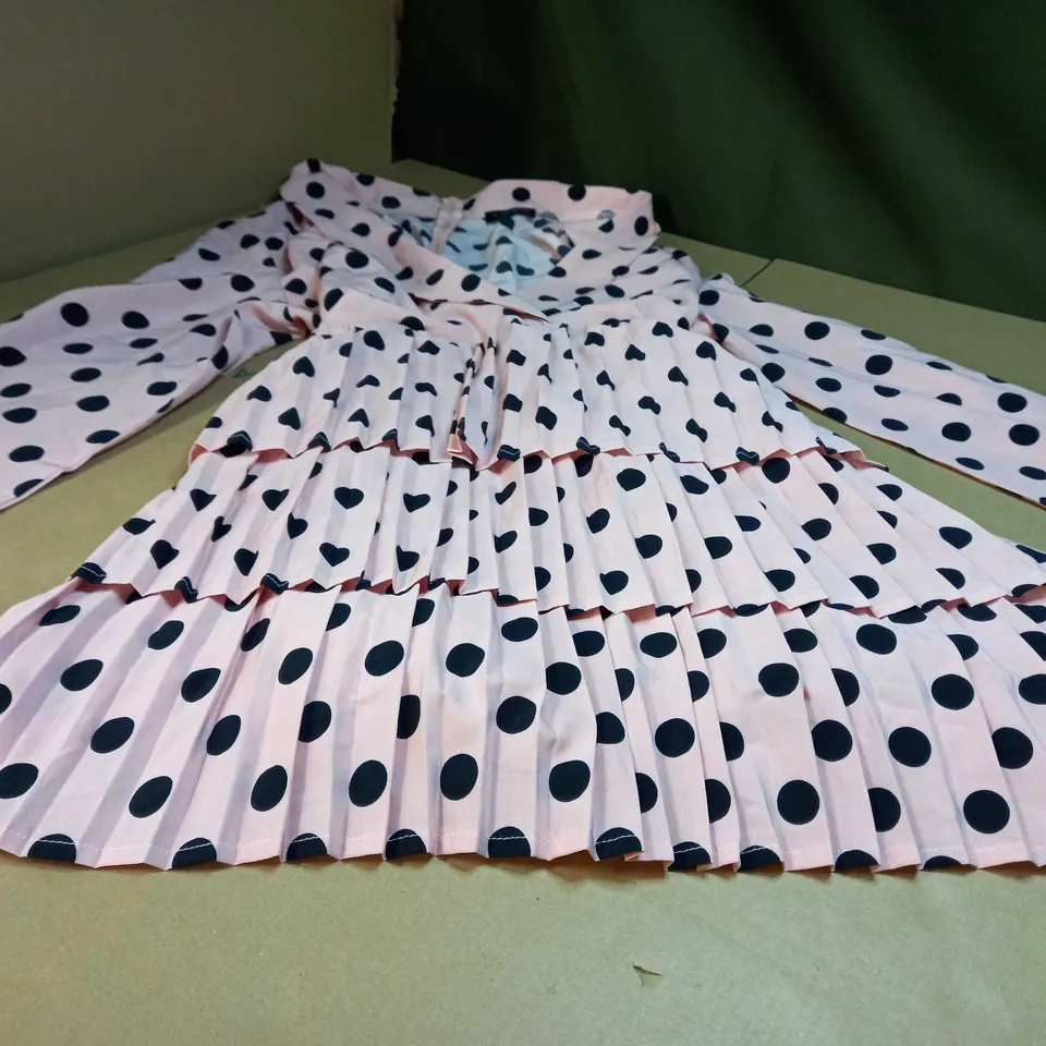 INTHESTYLE PINK POLKA DOT PLUNGE MIDI DRESS - SIZE 18