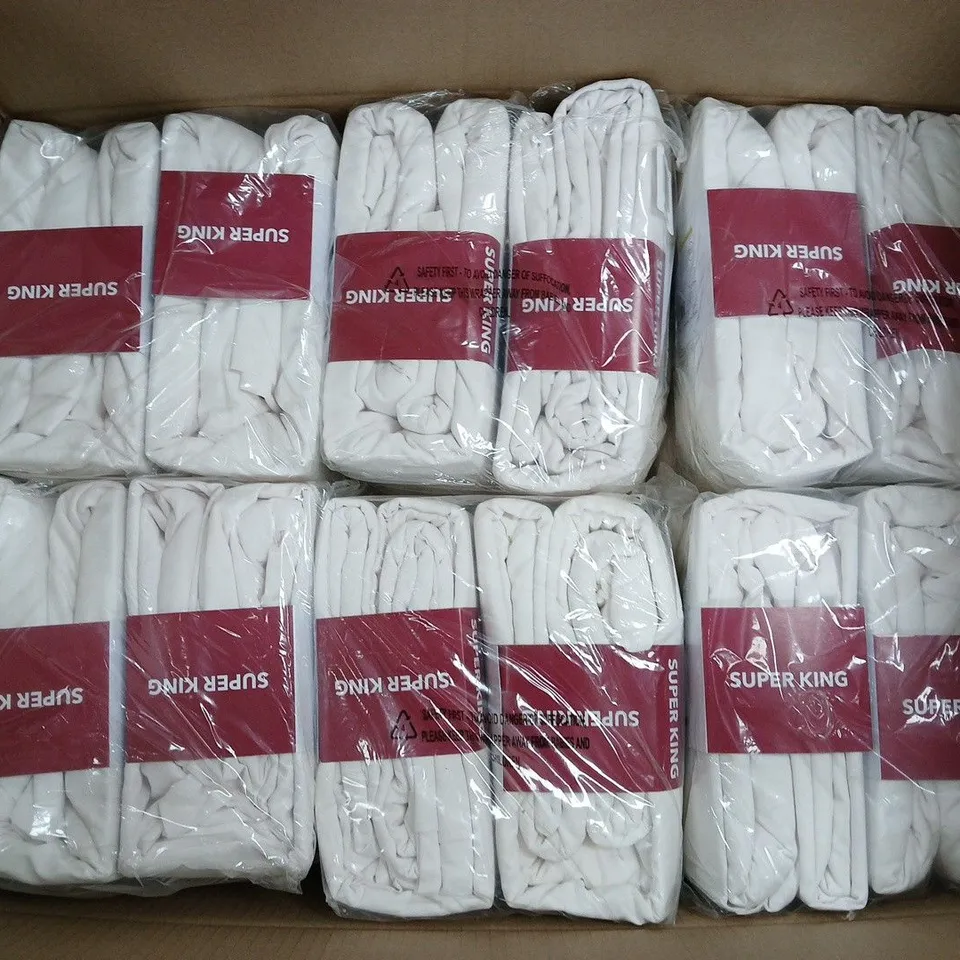 APPROXIMATELY 35 ASSORTED HOME EASY CARE DEEP FITTED SHEETS IN WHITE - SUPER KING - COLLECTION ONLY