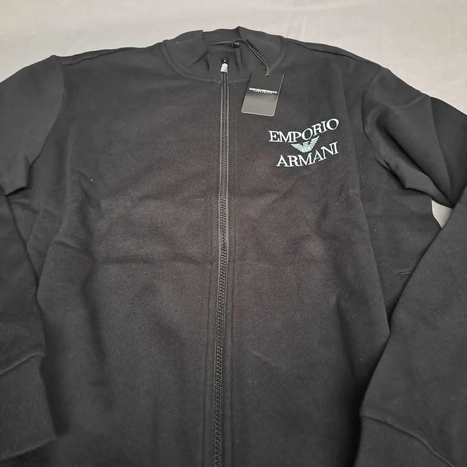 EMPORIO ARMANI BLACK ZIP UP JACKET - LARGE