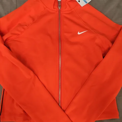 NIKE WOMEN'S LONG SLEEVE ZIP UP RUNNING TOP IN BRIGHT RED SIZE MEDIUM