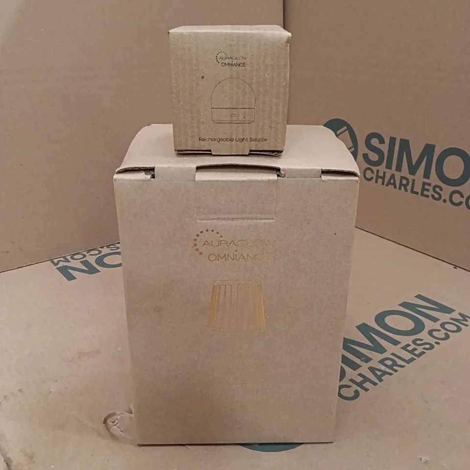 BOXED AVALON TABLE LAMP AND RECHARGEABLE LIGHT SOURCE - GOLD/WHITE (2 BOXES)