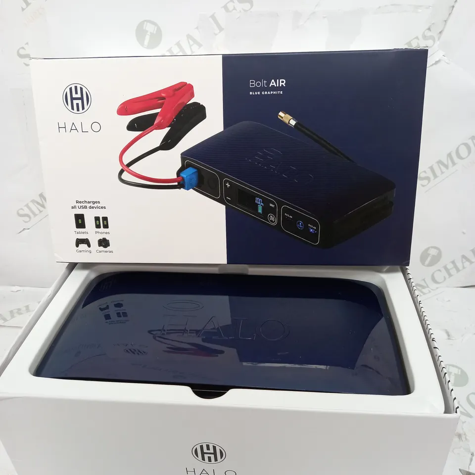HALO BOLT AIR 58830 W/ CAR JUMP STARTER, AIR PUMP & 5K MAH PORTABLE CHARGER