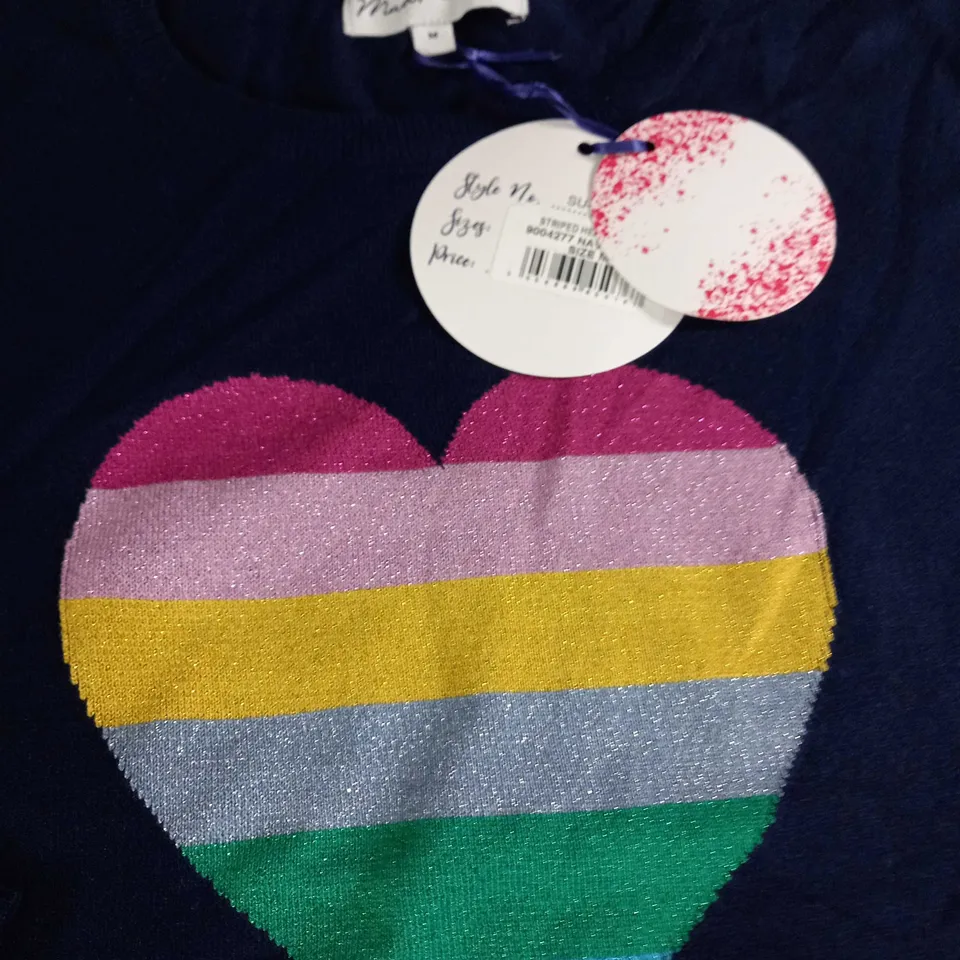 MUD FLOWERS STRIPED HEART JUMPER - M