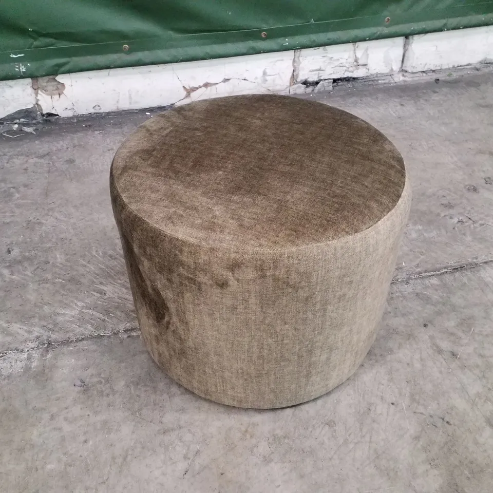 QUALITY DESIGNER ROUND FOOTSTOOL - OLIVE GREEN