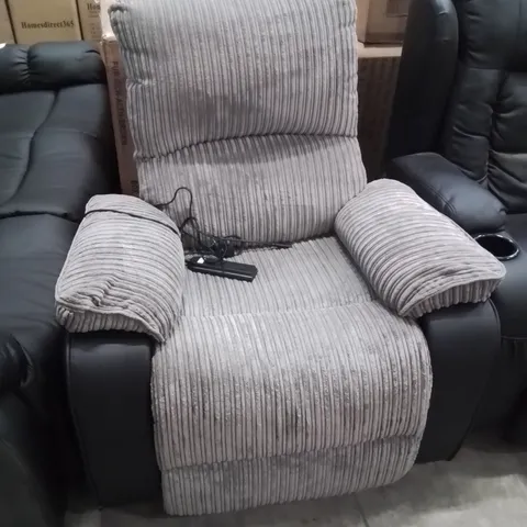 DESIGNER FABRIC AND FAUX LEATHER POWER RECLINER CHAIR 