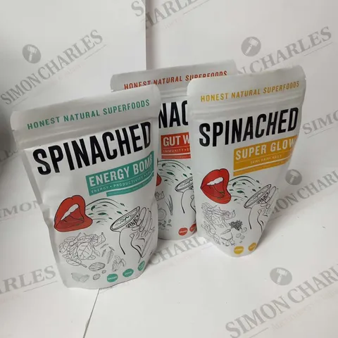 APPROXIMATELY 13 ASSORTED SPINACHED HONEST NATURAL SUPERFOOD 200G SUPPLEMENTS TO INCLUDE; ENERGY BOMB, SUPER GLOW AND GUT WELLNESS