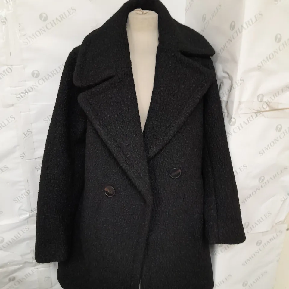 NVLT LADIES DOUBLE BREASTED COAT BLACK SIZE MEDIUM