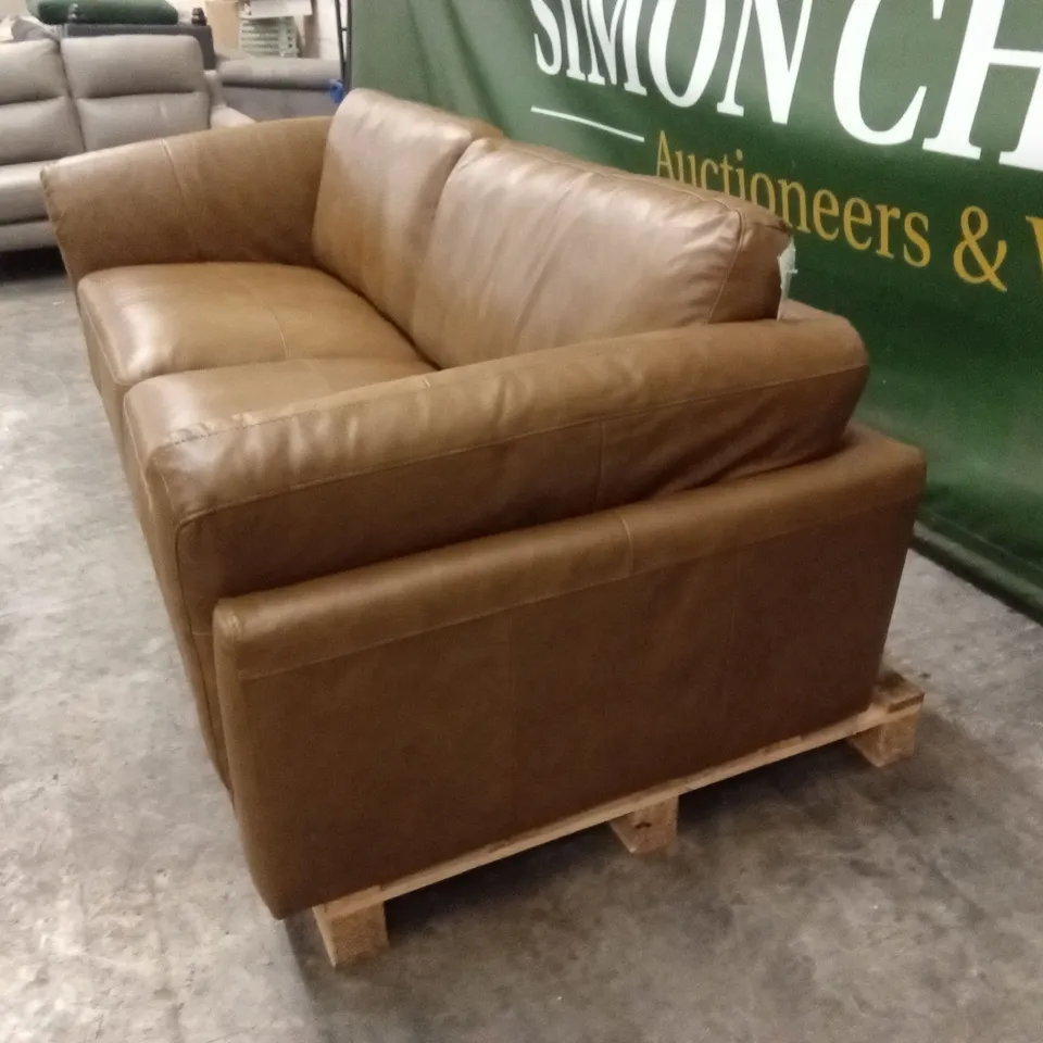 MORENA 3 SEATER LEATHER SOFA - TAN
