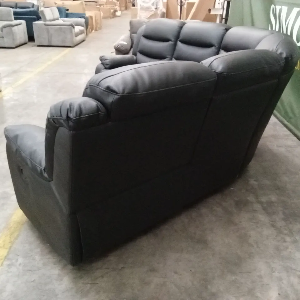 ROTHBURY LUXURY FAUX LEATHER HIGH BACK MANUAL RECLINER CORNER GROUP SOFA - BLACK