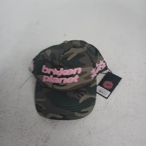 BROKEN PLANET CAMOUFLAGE TRUCKER HAT – ADJUSTABLE
