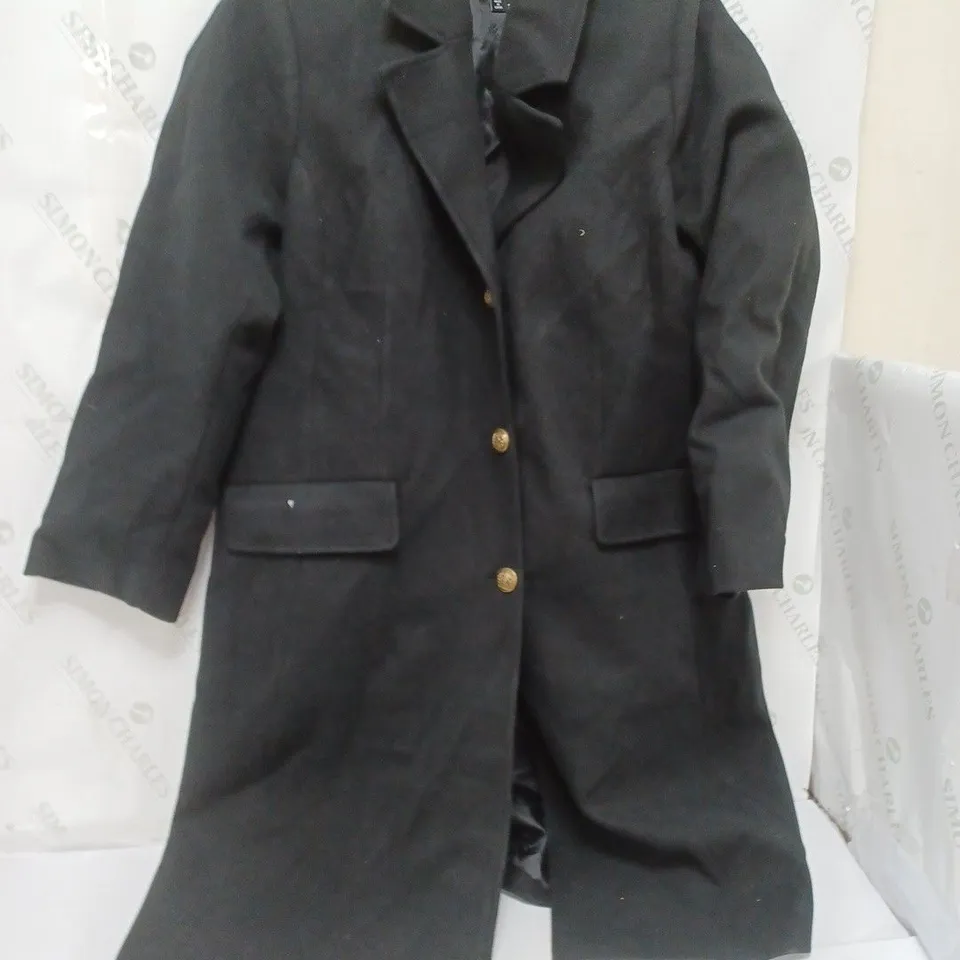 CENTIGRADE LONGLINE SINGLE BREASTED COAT IN BLACK - 2XL