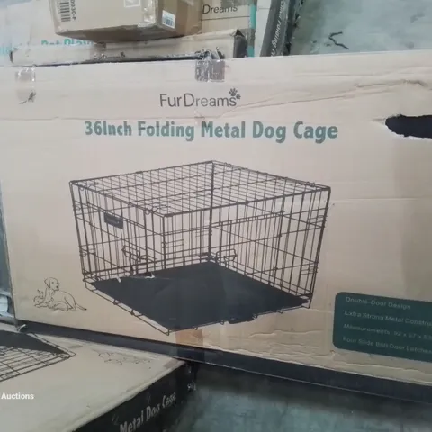 BOXED 36 INCH FOLDING METAL DOG CAGE