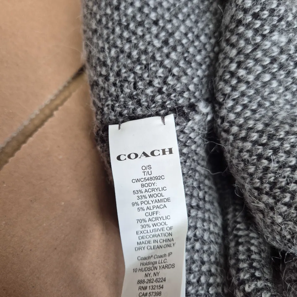 COACH KNIT BEANIE HAT – GREY MARL, ONE SIZE