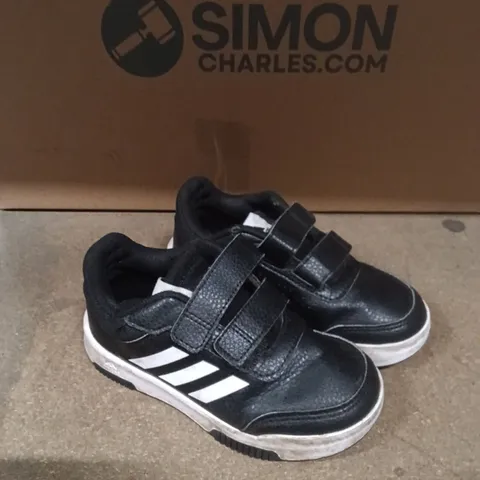 ADIDAS KIDS BLACK VELCRO STRAP TRAINERS – UK 11 (US 11K) BLACK/WHITE STRIPES