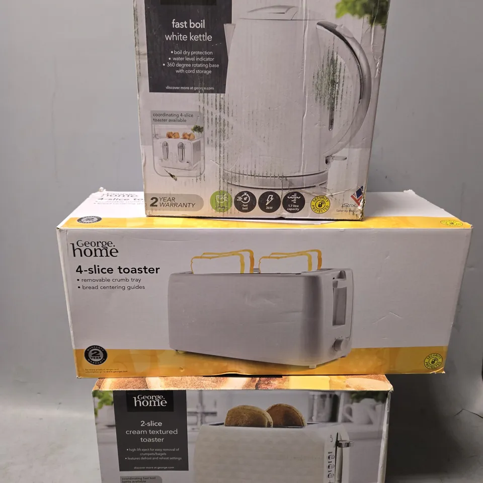 BOX OF APPROXIMATELY 6 ASSORTED ITEMS TO INCLUDE - 2 SLICE TOASTER  , WHITE KETTLE ETC