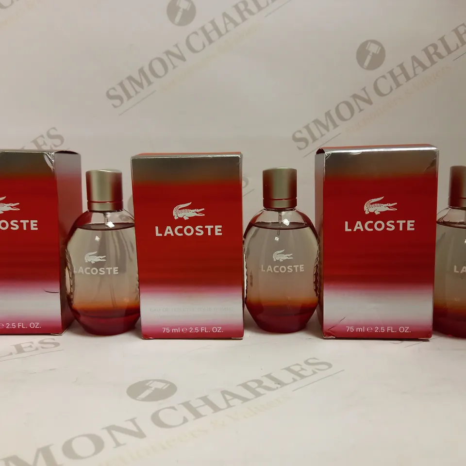 LOT OF 3 LACOSTE RED EDT (3 X 75ML) RRP £126