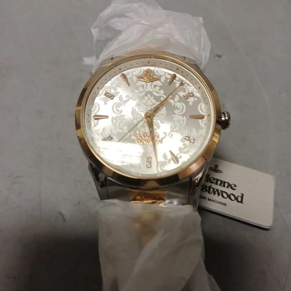 BOXED VIVIENNE WESTWOOD WALLACE QUARTZ TWO TONE ROSE GOLD SILVER STAINLESS STEEL LADIES’ WATCH