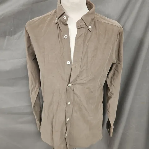 MASSIMO DUTTI BUTTON UP SHIRT IN DARK KHAKI SIZE EU S