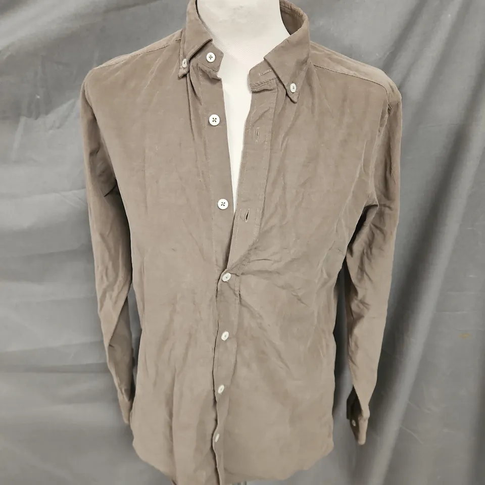 MASSIMO DUTTI BUTTON UP SHIRT IN DARK KHAKI SIZE EU S