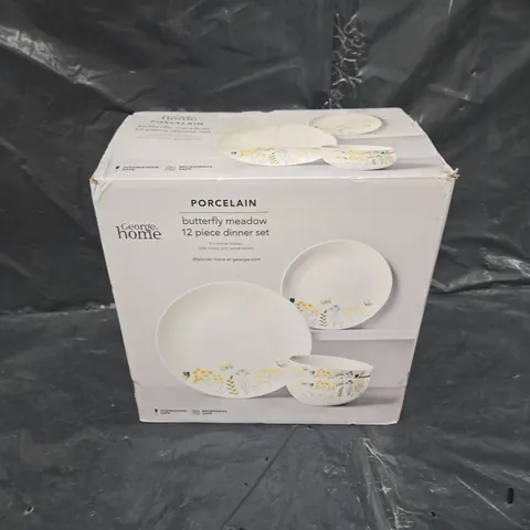 BOXED PORCELAIN BUTTERFLY MEADOW 12 PIECE DINNER SET - COLLECTION ONLY 