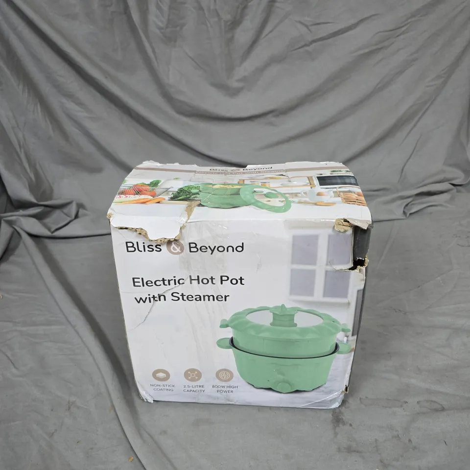 BLISS & BEYOND ELECTRIC HOT POT WITH STEAMER – BOXED