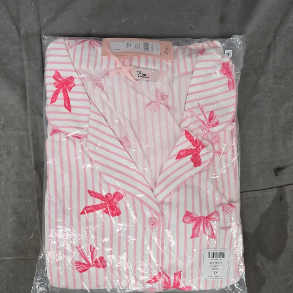 BOUX AVENUE RED MIX BOW MODAL PYJAMA SET SIZE UK 18