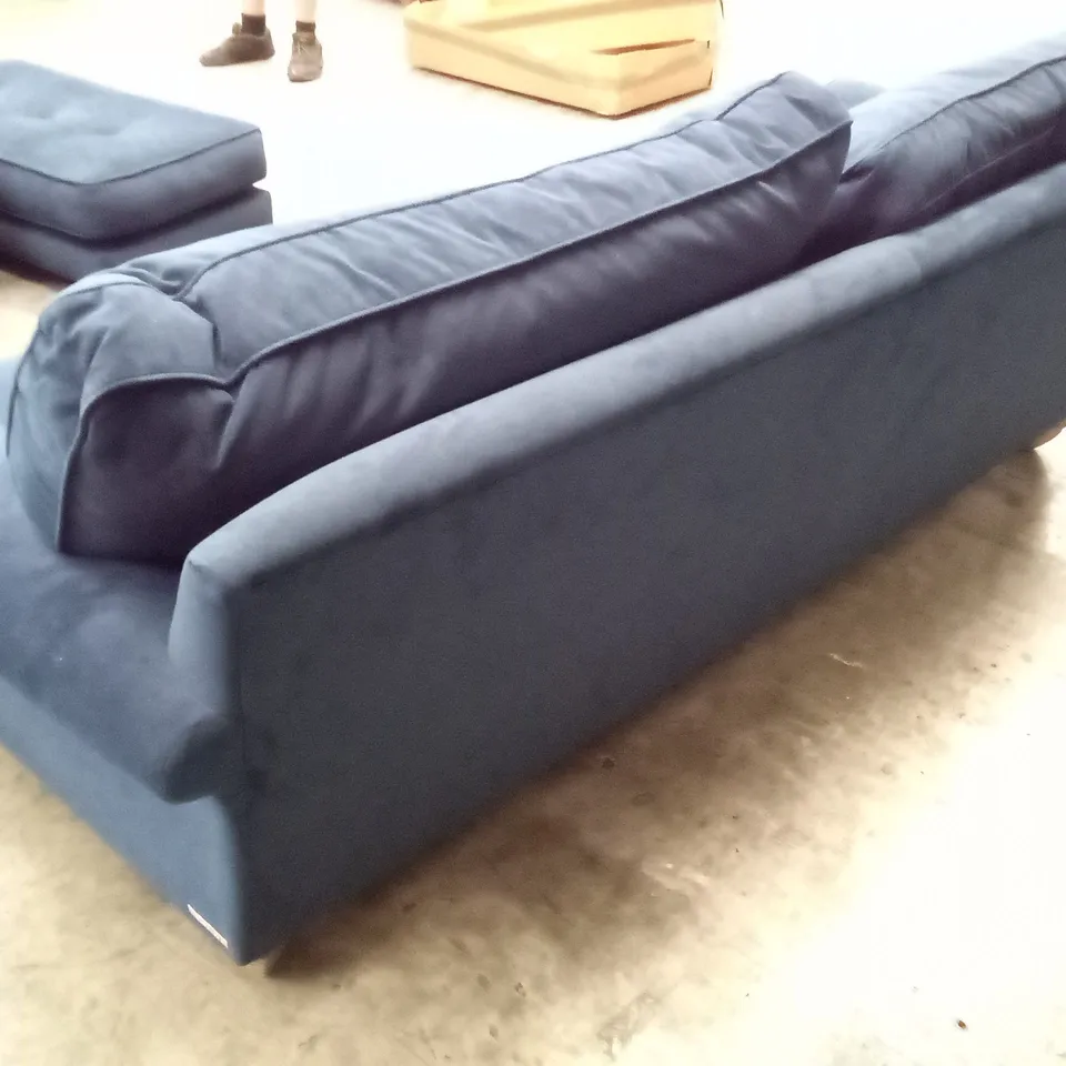 QUALITY THE LOUNGE CO DESIGNER BRIONY 3 SEATER SOFA - DARK BLUE FABRIC 