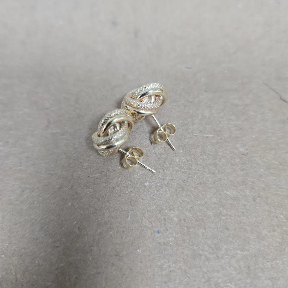 ITALIAN 9CT GOLD DOUBLE KNOT BUTTON EARRINGS 1G