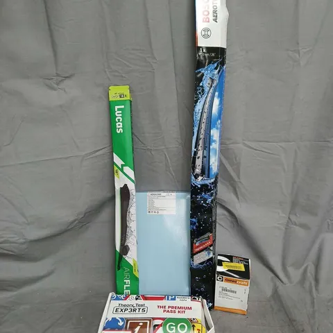 APPROXIMATELY 15 ASSORTED VEHICLE PARTS & ACCESSORIES TO INCLUDE BOSCH AEROTWIN AR 26 U, BLUE PRINT CABIN FILTER, THEORY TEST PASS KIT, ETC - COLLECTION ONLY