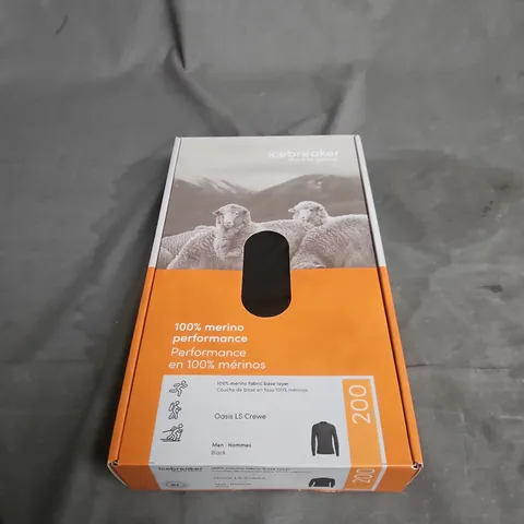 ICEBREAKER OASIS LS CREWE – 100% MERINO MEN'S BASE LAYER TOP, BLACK