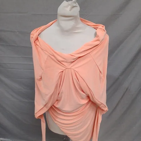 CLUB L PEACH COWN NECK ASYMMETRIC MAXI DRESS SIZE 14