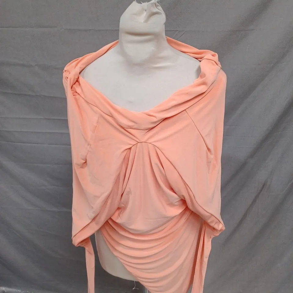 CLUB L PEACH COWN NECK ASYMMETRIC MAXI DRESS SIZE 14