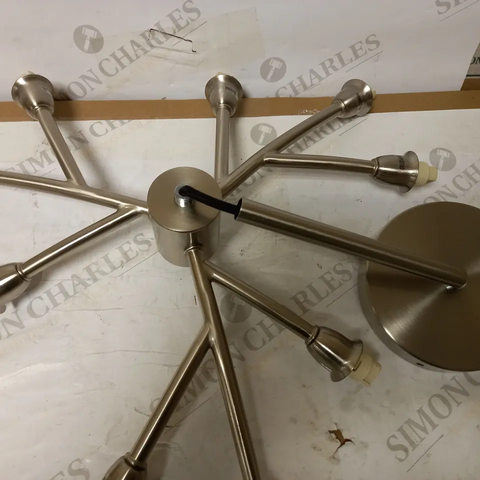 JOHN LEWIS HUXLEY 9 LIGHT SEMI FLUSH - SMOKED GLASS SHADE, BRUSHED STAINLESS STEEL