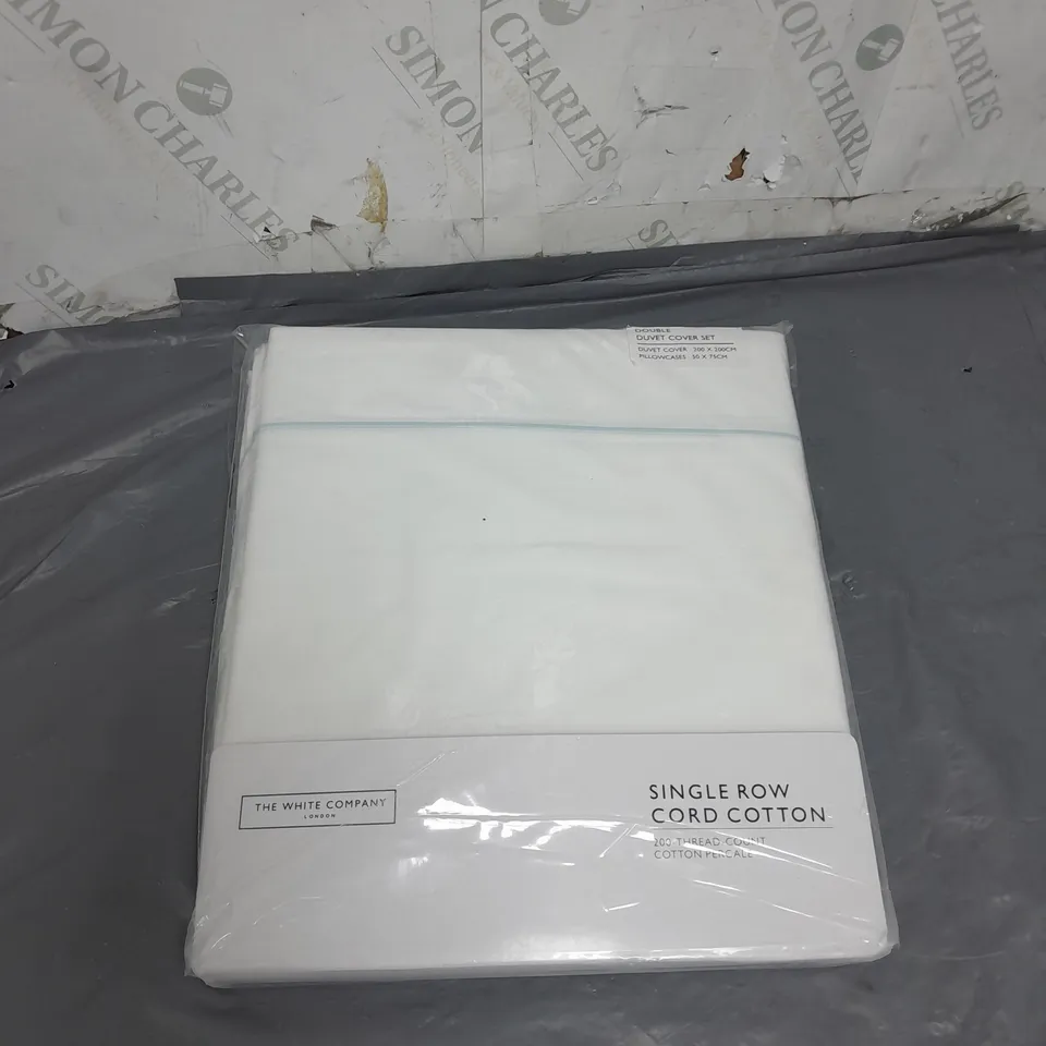 THE WHITE COMPANY SINGLE ROW CORD COTTON DOUBLE DUVET COVER SET