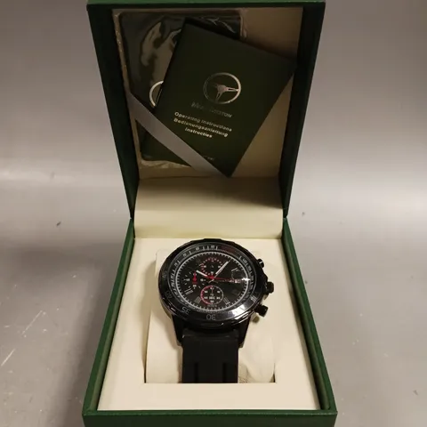 MANN EGERTON DYNAMIC BLACK DIAL RUBBER STRAP WATCH