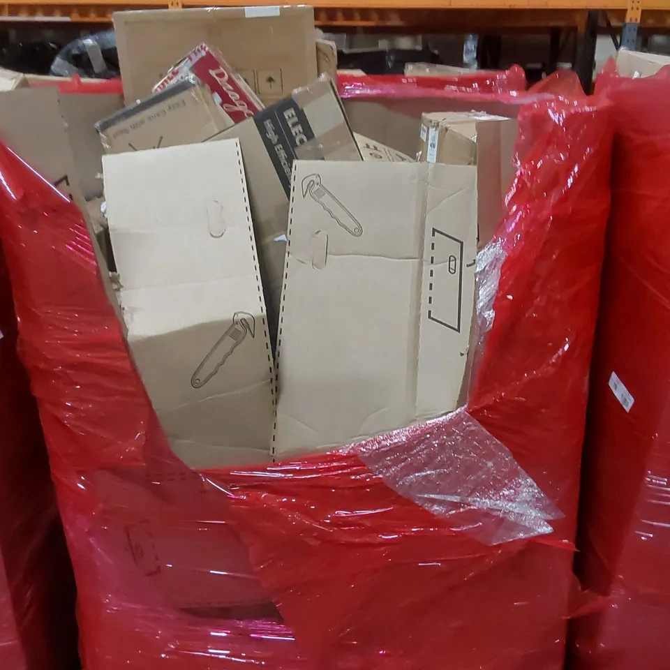 PALLET OF ASSORTED ITEMS TO INCLUDE:  GAMING RACING WHEEL, MATTRESS TOPPER, ELECTRIC COOKTOP, ESPRESSO COFFEE MAKER, EASY CANE WITH SEAT ECT