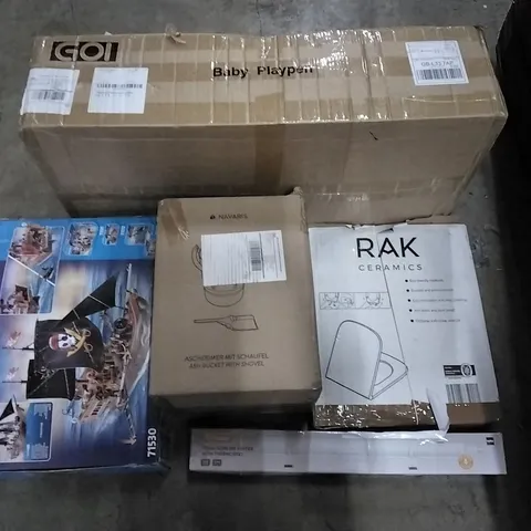 PALLET CONTAINING ASSORTED PRODUCTS INCLUDING BABY PLAYPEN, TOILET SEAT, ASH BUCKET WITH SHOVEL, SLIMLINE HEATER & PLAYMOBIL PIRATE SET