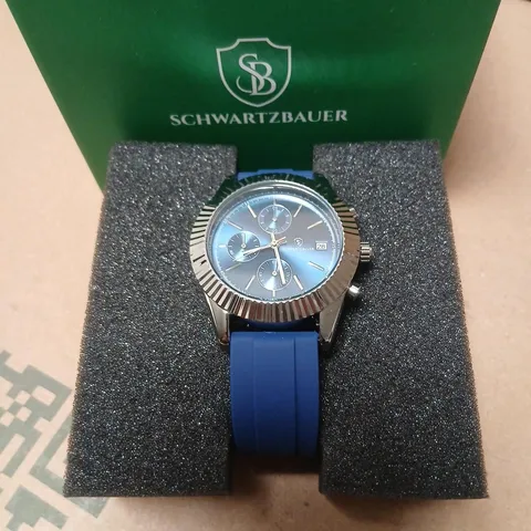 SCHWARTZBAUER CHRONOGRAPH WATCH – BLUE DIAL, BLUE SILICONE STRAP
