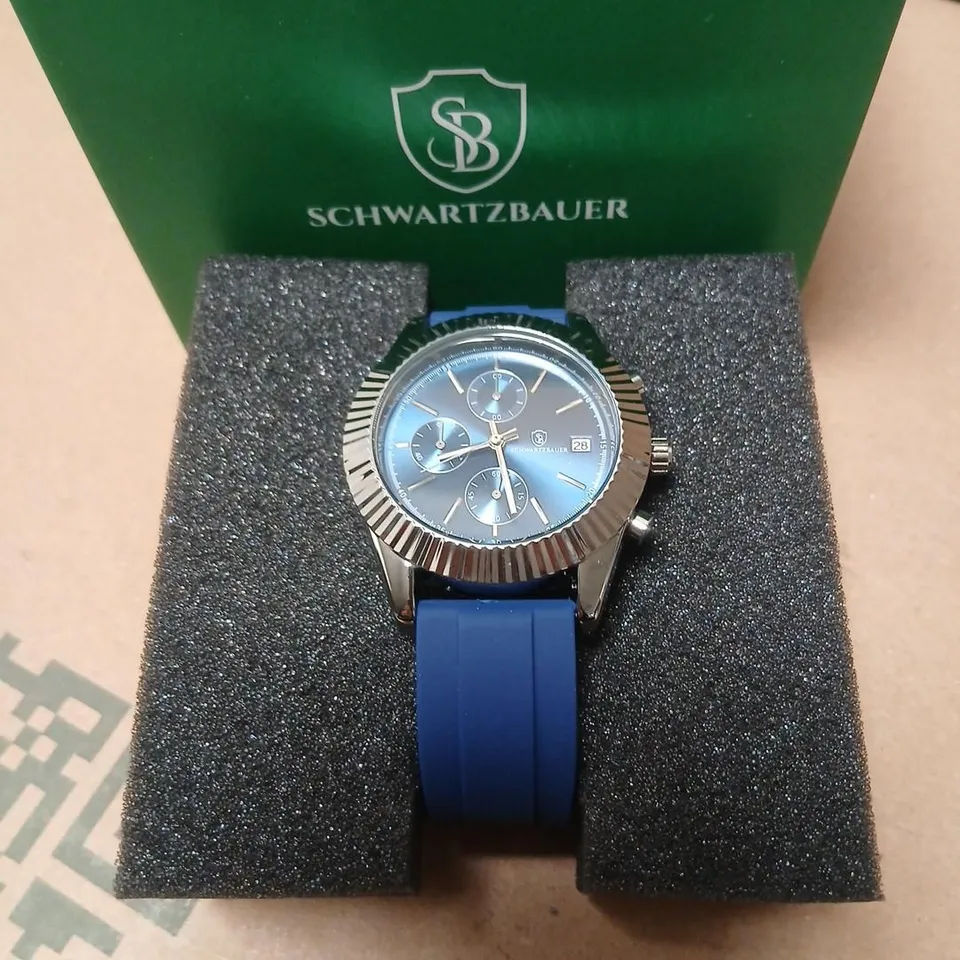 SCHWARTZBAUER CHRONOGRAPH WATCH – BLUE DIAL, BLUE SILICONE STRAP